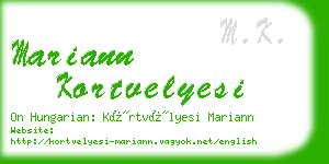 mariann kortvelyesi business card